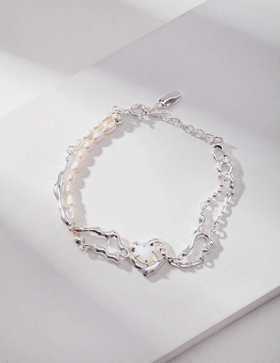 Silver Opal and Pearl Bracelet